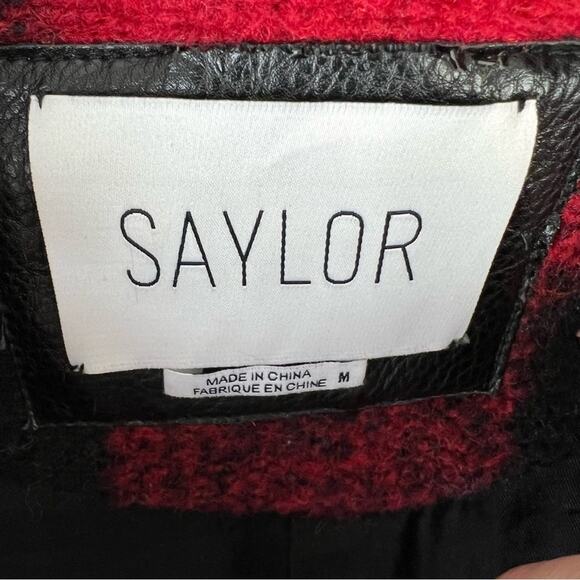 Saylor Buffalo Check Jacket Wool Blend Red & Black Plaid Coat sz M - Picture 4 of 13